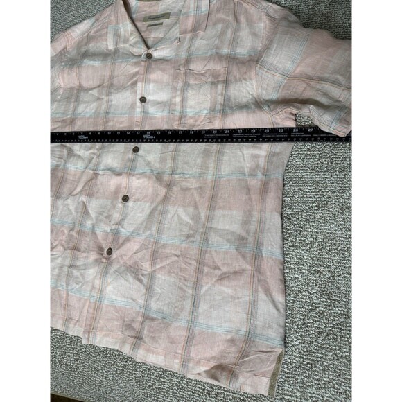 Tommy Bahama 100% Linen Button Down Men’s XL Pink Plaid Short Sleeve Beach Shirt - Picture 6 of 7